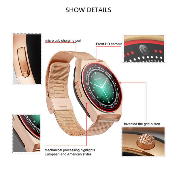 Smart Watch Health Monitoring Smart Reminder Smartwatch Stainless Steel Strap Support Card Wristband Watch