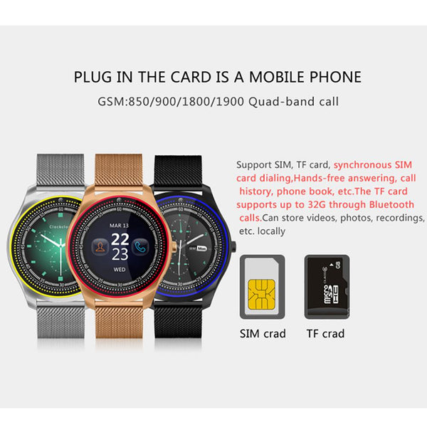 Smart Watch Health Monitoring Smart Reminder Smartwatch Stainless Steel Strap Support Card Wristband Watch